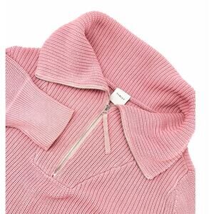 Varley Mentone Half-Zip True Knit Pullover Cropped Sweater Pink Womens Size XL